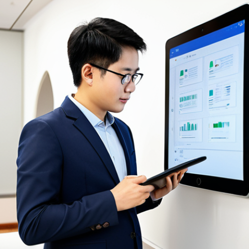 Home 4 A young professional, either male or female, is deeply engaged with a tablet, focusing on its screen. They are wearing a modest, modern business-casual outfit, appropriate attire for a well-lit study environment. The tablet displays an interactive language learning application featuring unique scripts and patterns inspired by Chinese ethnic minority languages. The background is a clean, contemporary study room with a subtle decorative element suggesting cultural heritage. This image is safe for work, appropriate content, fully clothed, family-friendly. It features perfect anatomy, correct proportions, a natural pose, well-formed hands, and proper finger count, with natural body proportions, captured with professional photography and high detail.