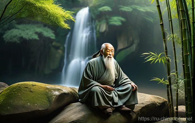 중국 도교의 역사적 발전 - Image Prompt 1: The Sage in the Bamboo Grove**