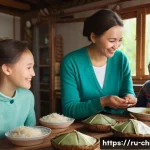 중국 단오절의 유래 - **A Cozy Family Gathering for Duanwu Festival:**
    *   A warm, inviting scene of a Russian family ...