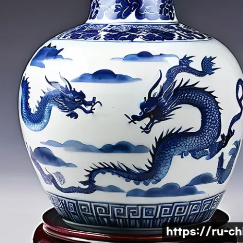중국 전통 공예품과 의미 - A delicate Chinese porcelain vase from the Ming dynasty era, featuring intricate hand-painted dragon...