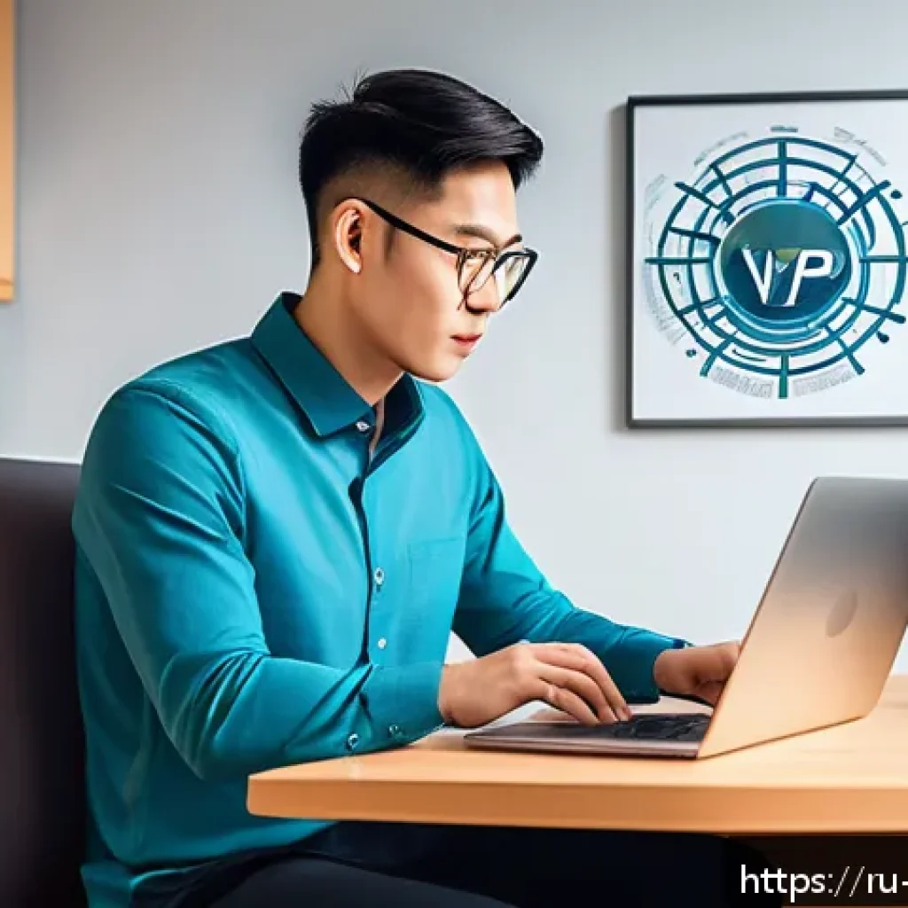 중국 인터넷 검열과 VPN 사용법 - A detailed digital illustration of a professional young man using a laptop and smartphone simultaneo...